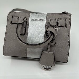 Michael Kors Metallic Center Stripe Dillon X Small Top Zip Crossbody